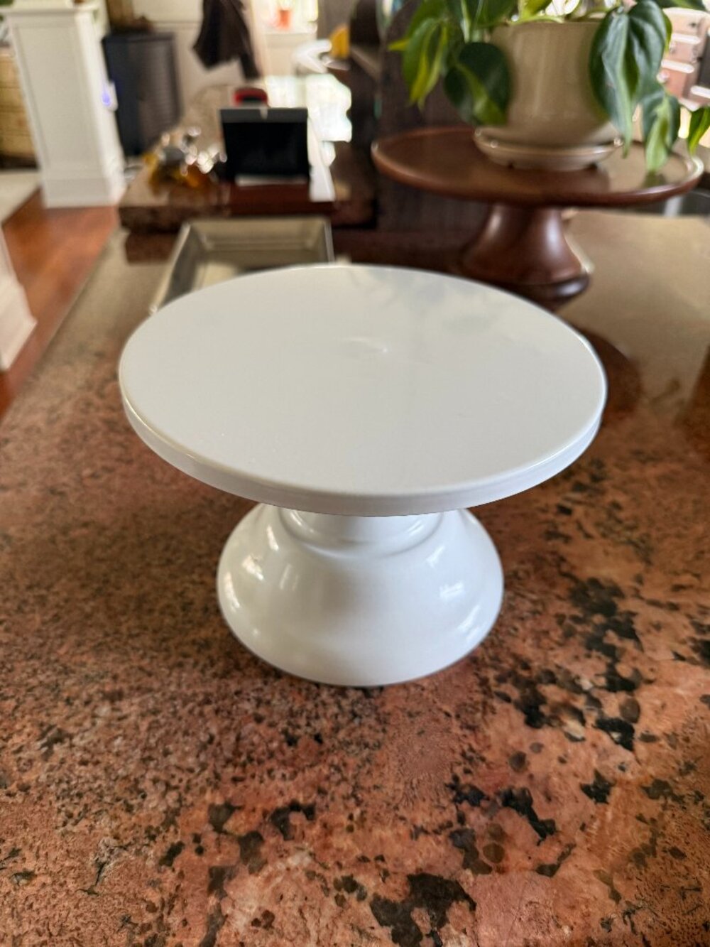 Vintage Cake Stand European White Round Metal Pedestal Display Stand